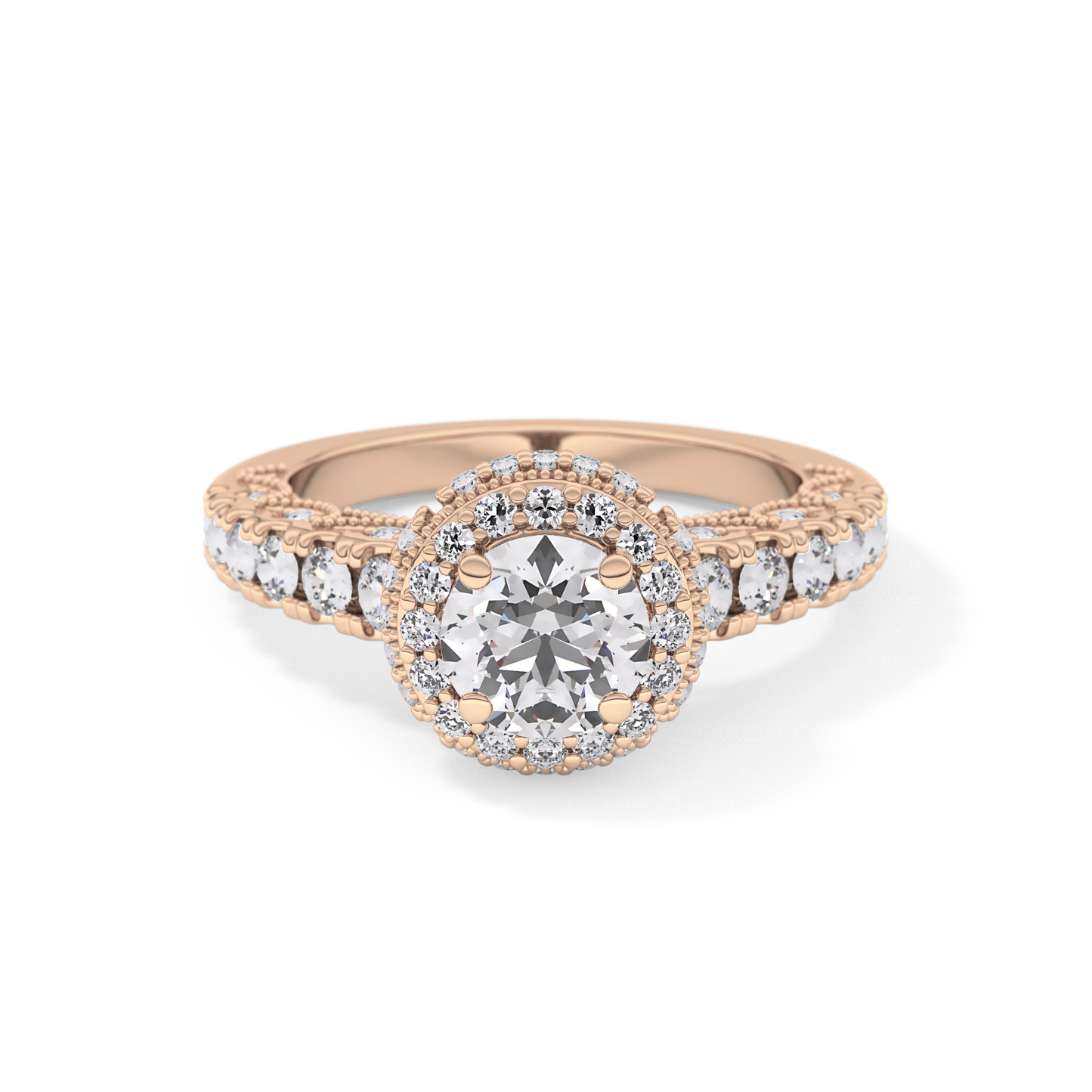 Round Halo & Pave Lab Grown Diamond Engagement Ring