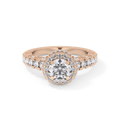 Round Halo & Pave Lab Grown Diamond Engagement Ring