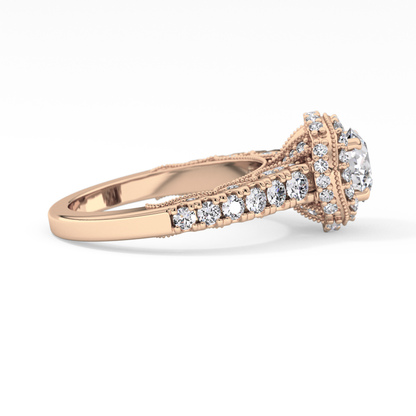Round Halo & Pave Lab Grown Diamond Engagement Ring