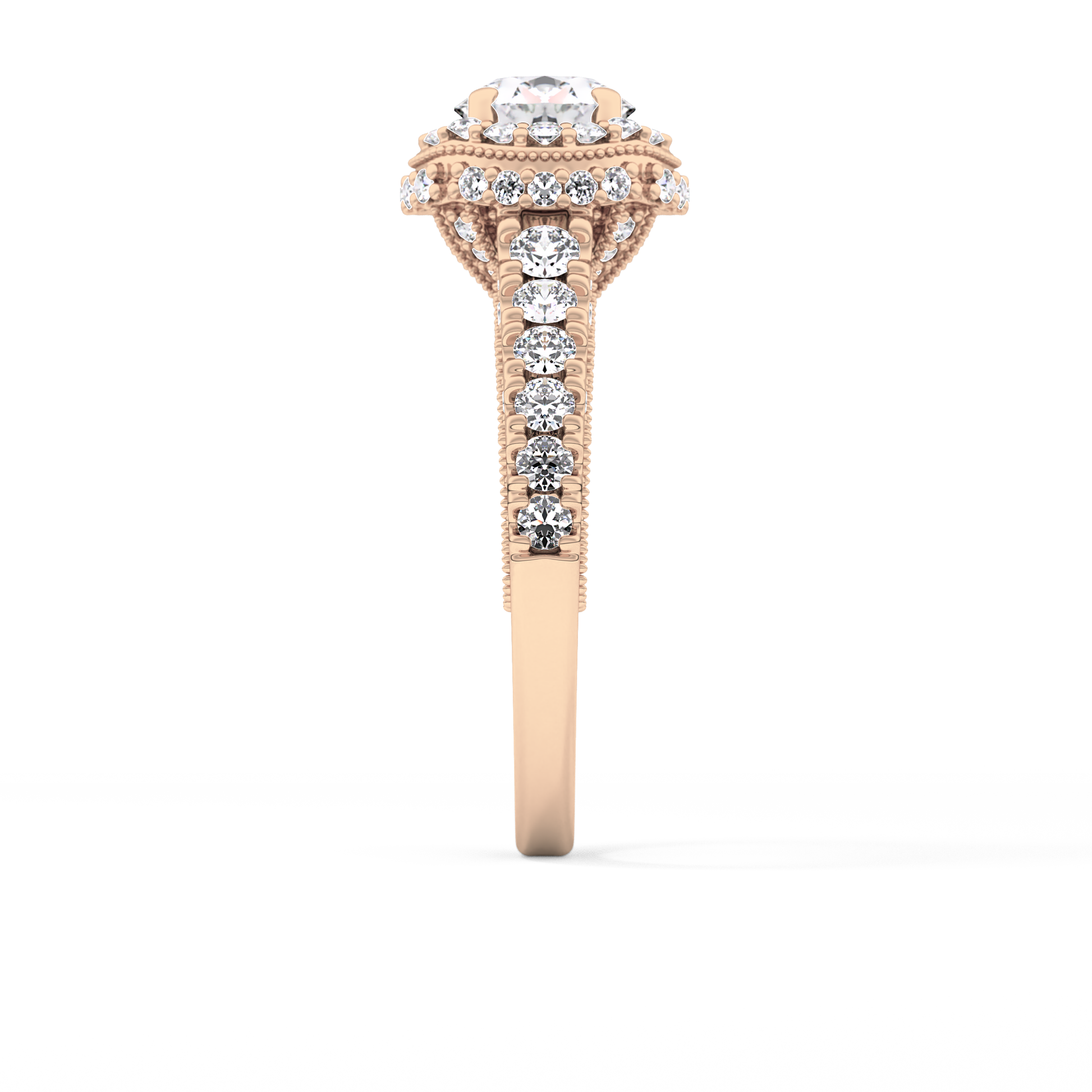 Round Halo & Pave Lab Grown Diamond Engagement Ring
