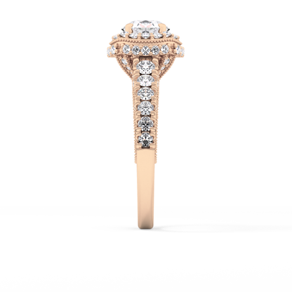 Round Halo & Pave Lab Grown Diamond Engagement Ring