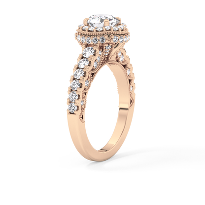 Round Halo & Pave Lab Grown Diamond Engagement Ring
