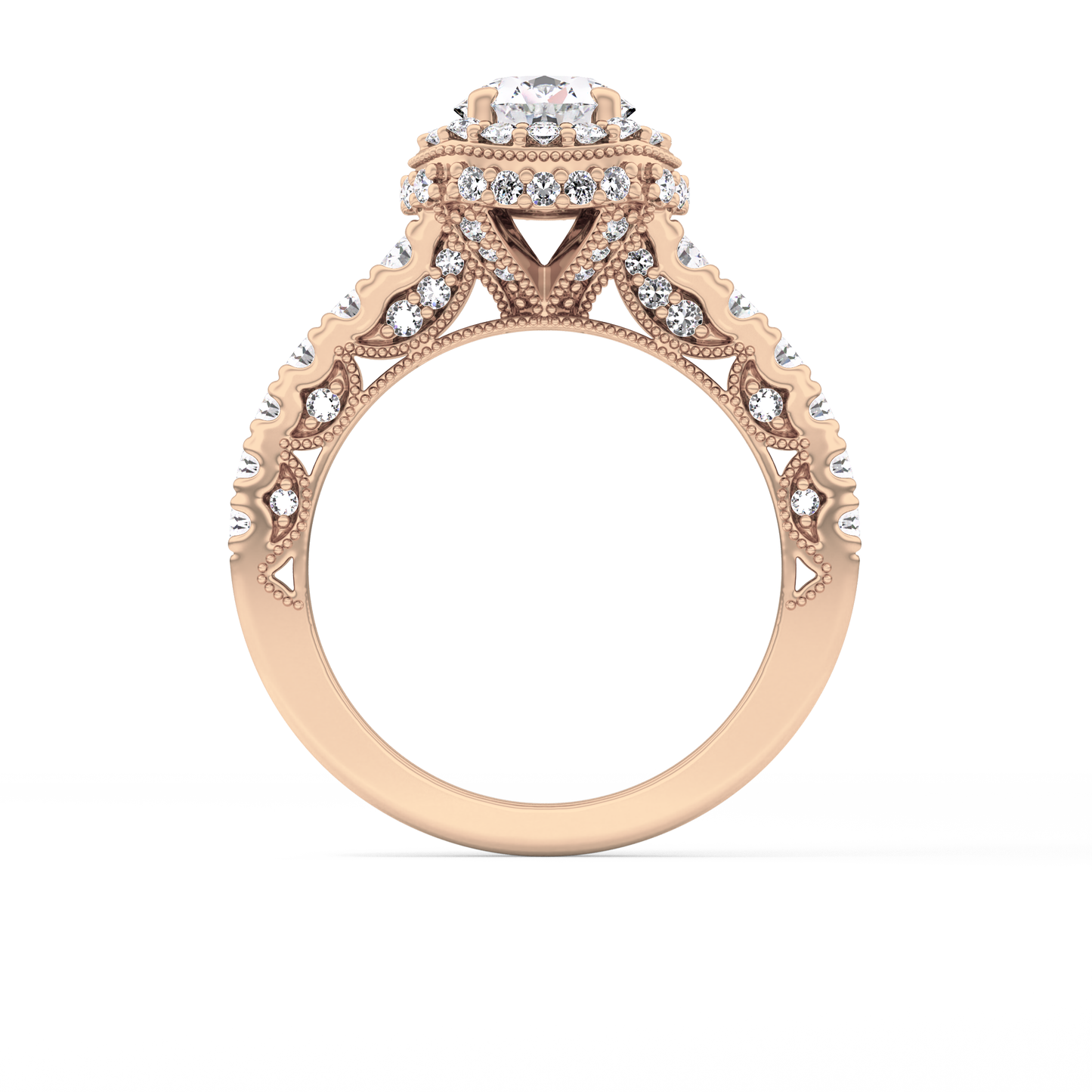 Round Halo & Pave Lab Grown Diamond Engagement Ring