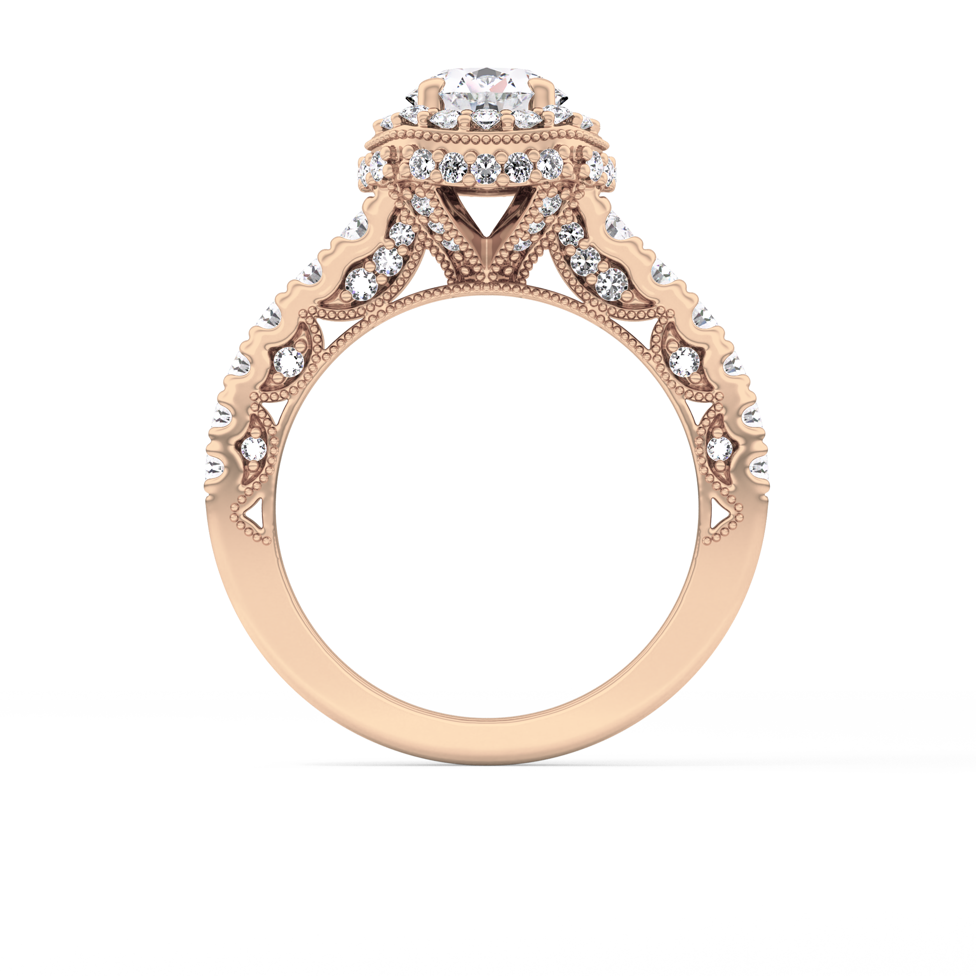Round Halo & Pave Lab Grown Diamond Engagement Ring