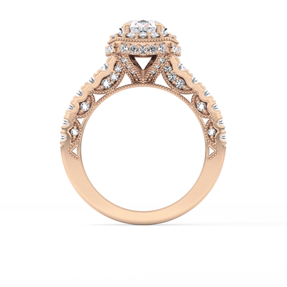 Round Halo & Pave Lab Grown Diamond Engagement Ring