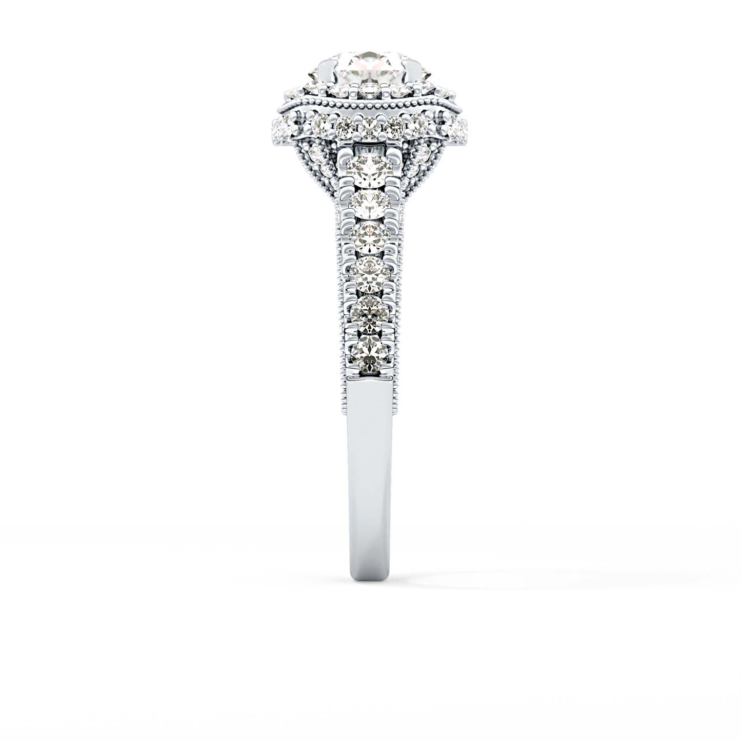 Round Halo & Pave Lab Grown Diamond Engagement Ring
