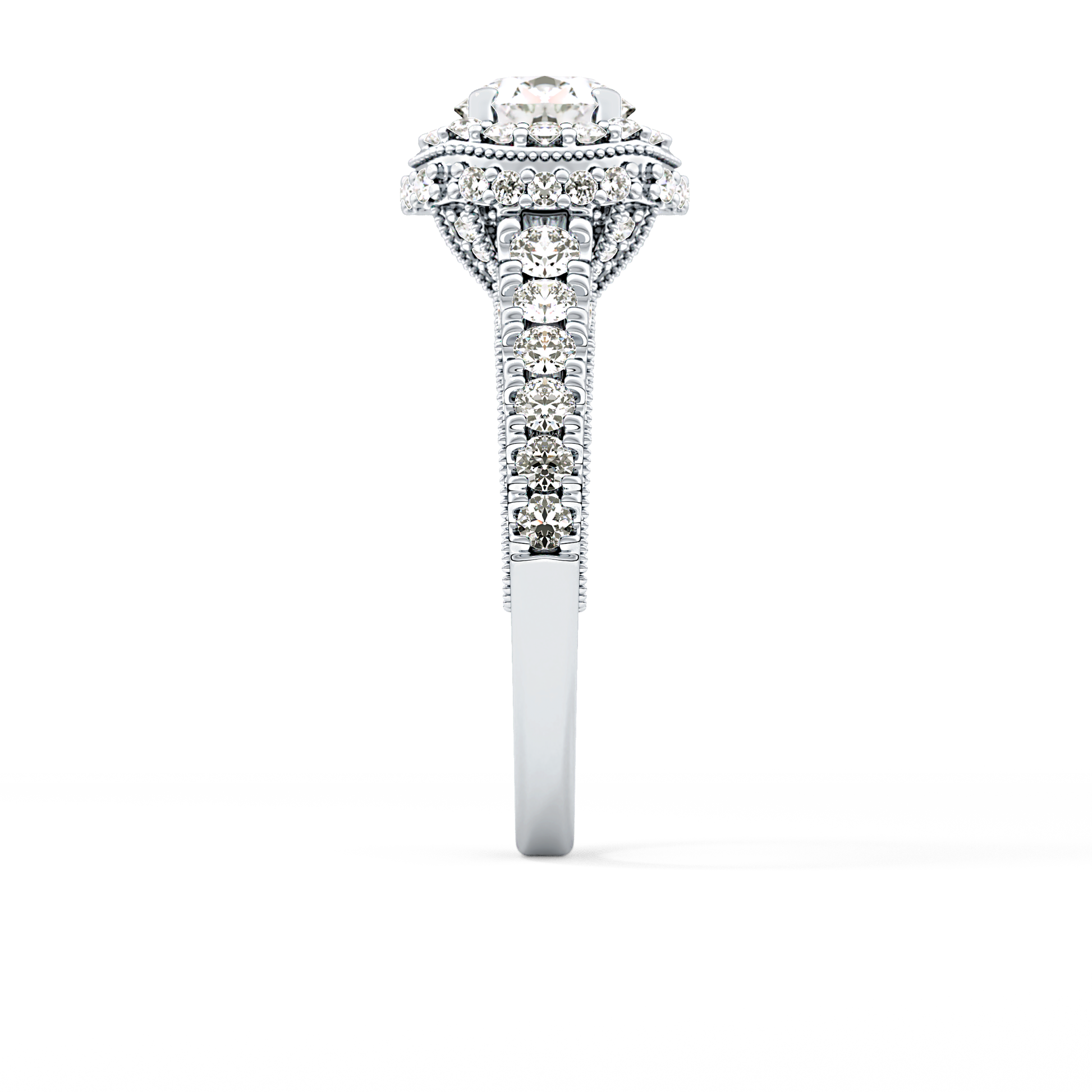 Round Halo & Pave Lab Grown Diamond Engagement Ring