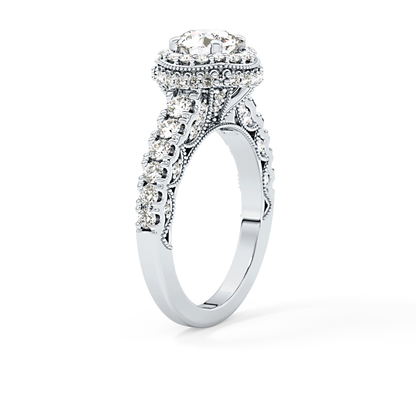 Round Halo & Pave Lab Grown Diamond Engagement Ring