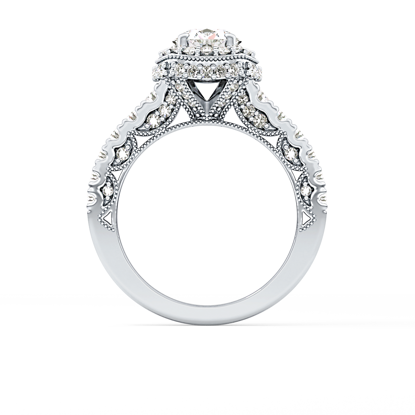 Round Halo & Pave Lab Grown Diamond Engagement Ring