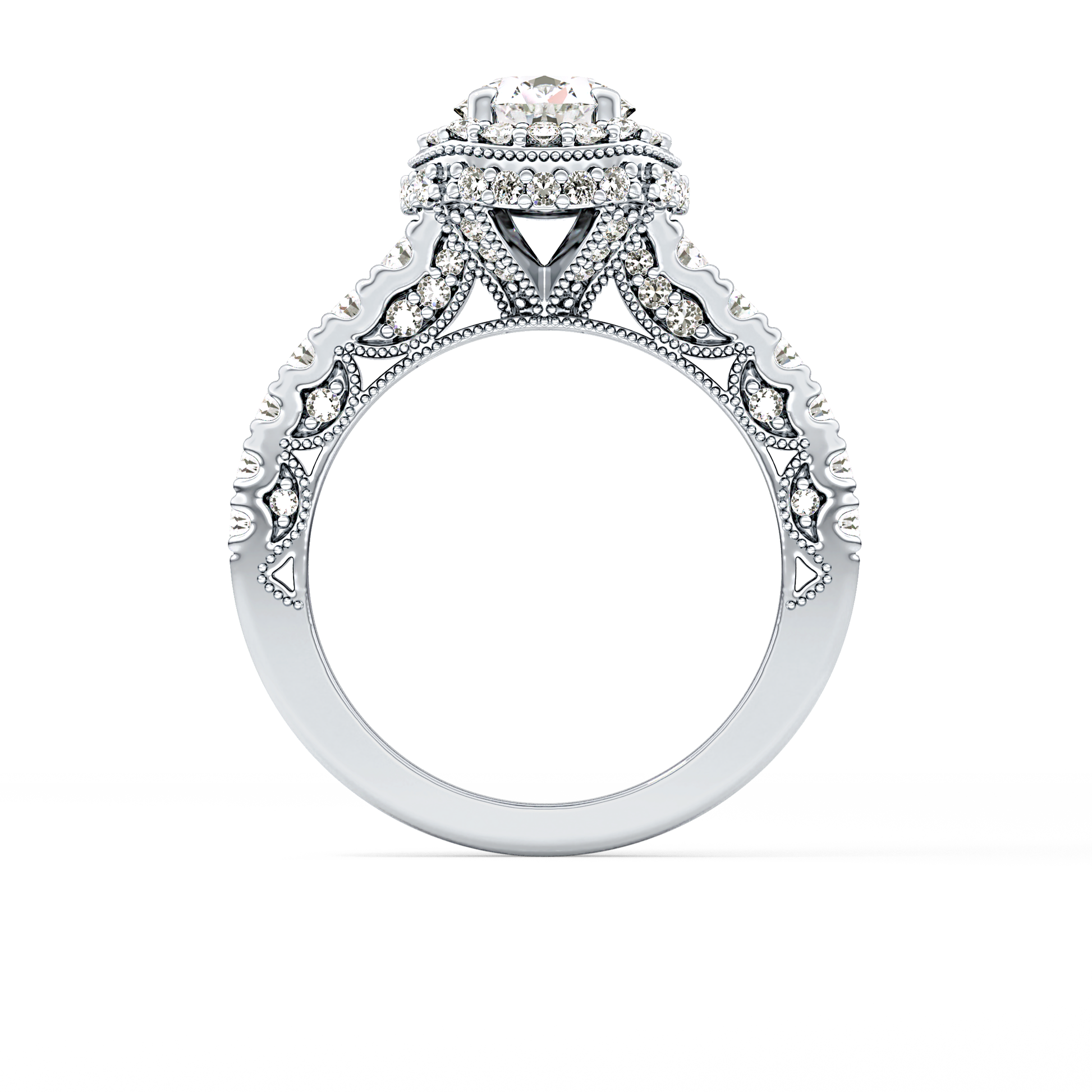 Round Halo & Pave Lab Grown Diamond Engagement Ring