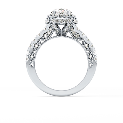 Round Halo & Pave Lab Grown Diamond Engagement Ring