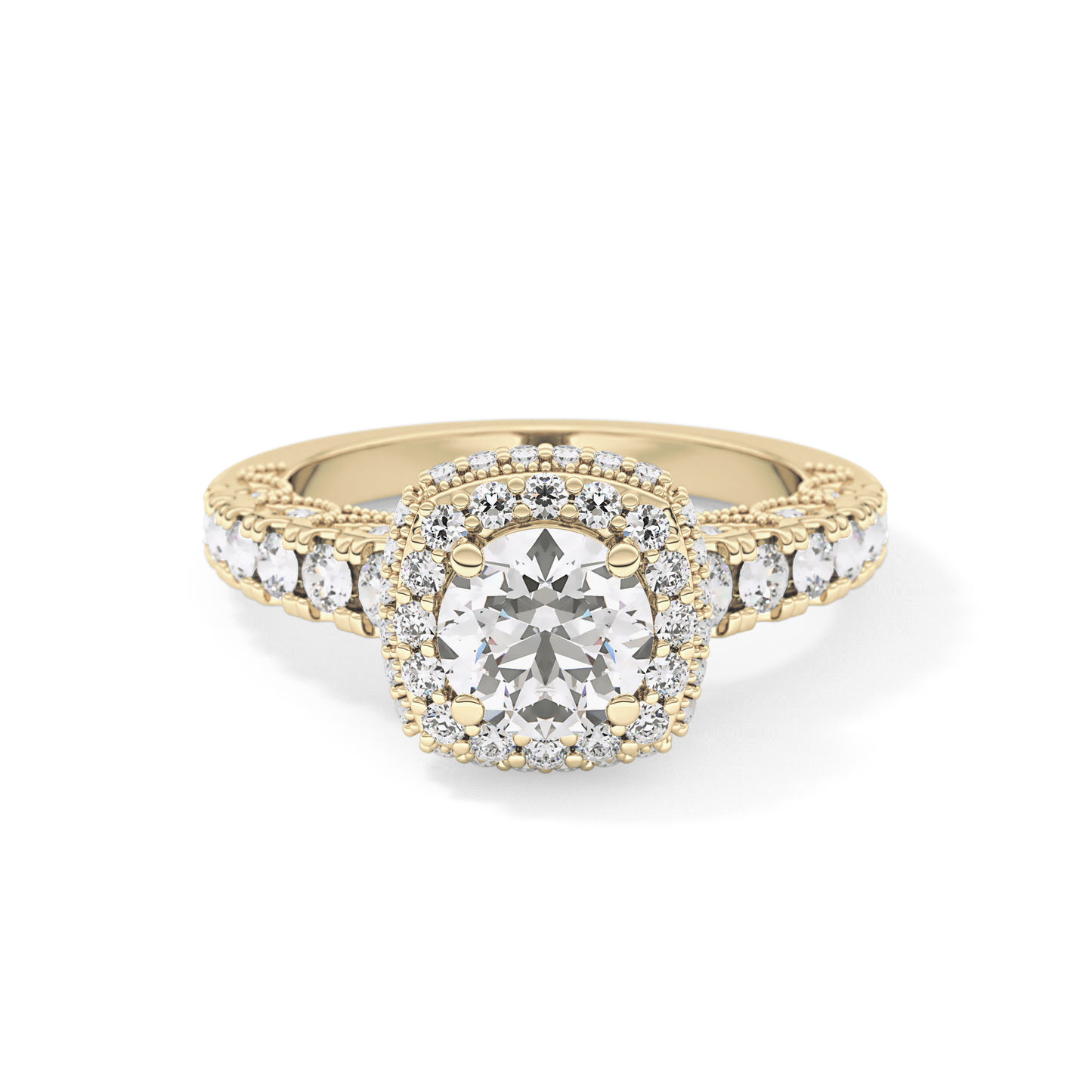 Round Halo & Pave Lab Grown Diamond Engagement Ring