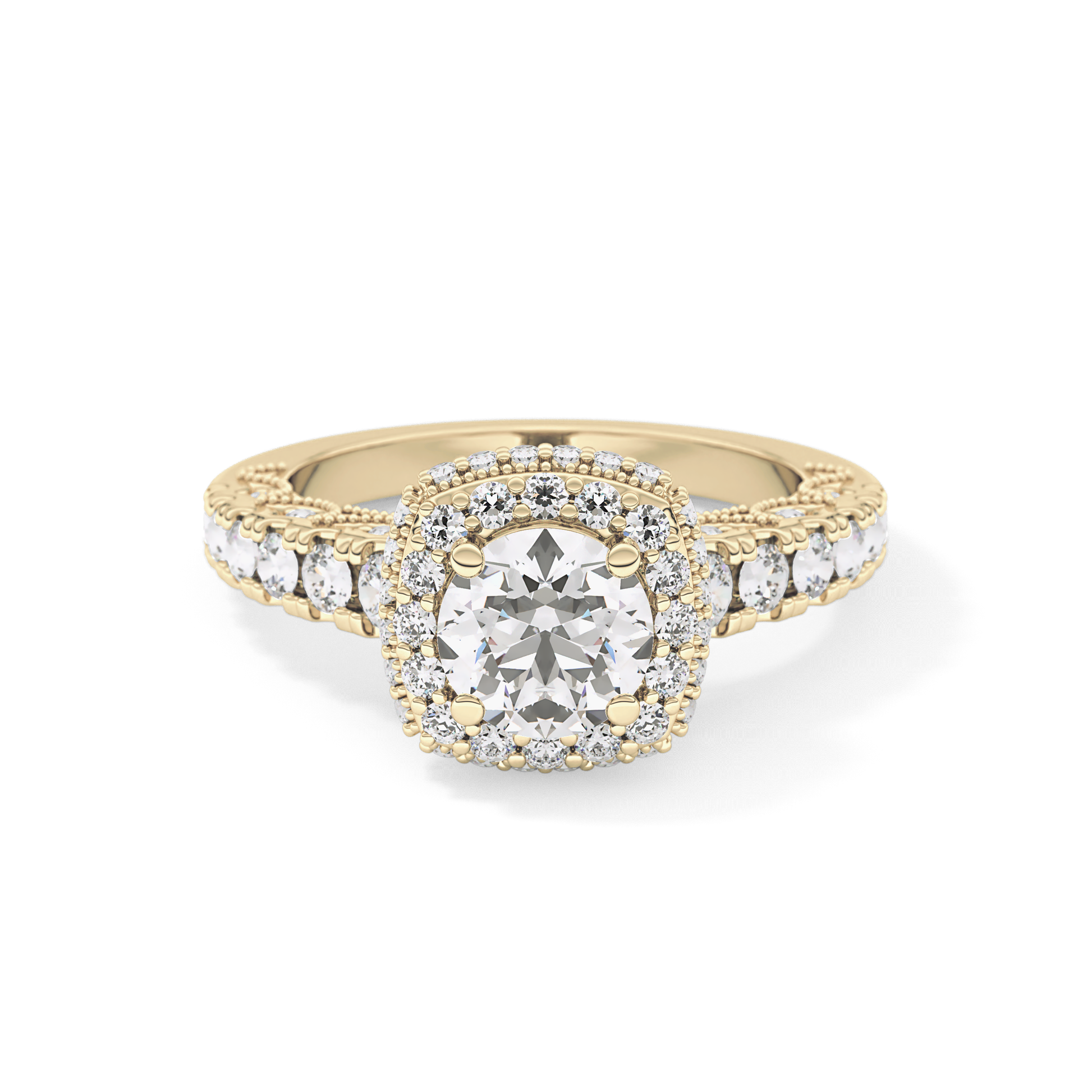 Round Halo & Pave Lab Grown Diamond Engagement Ring