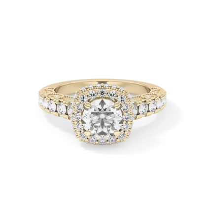 Round Halo & Pave Lab Grown Diamond Engagement Ring