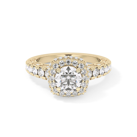 Round Halo & Pave Lab Grown Diamond Engagement Ring