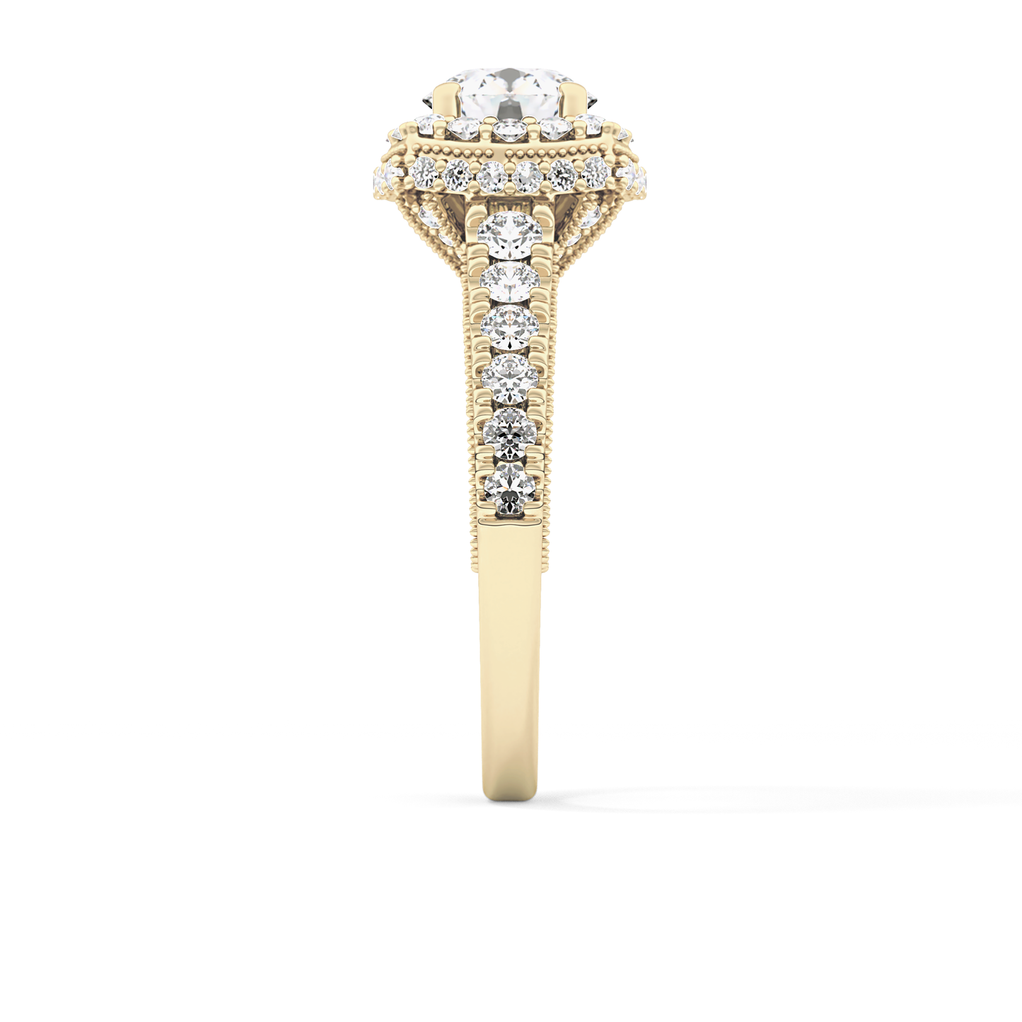 Round Halo & Pave Lab Grown Diamond Engagement Ring