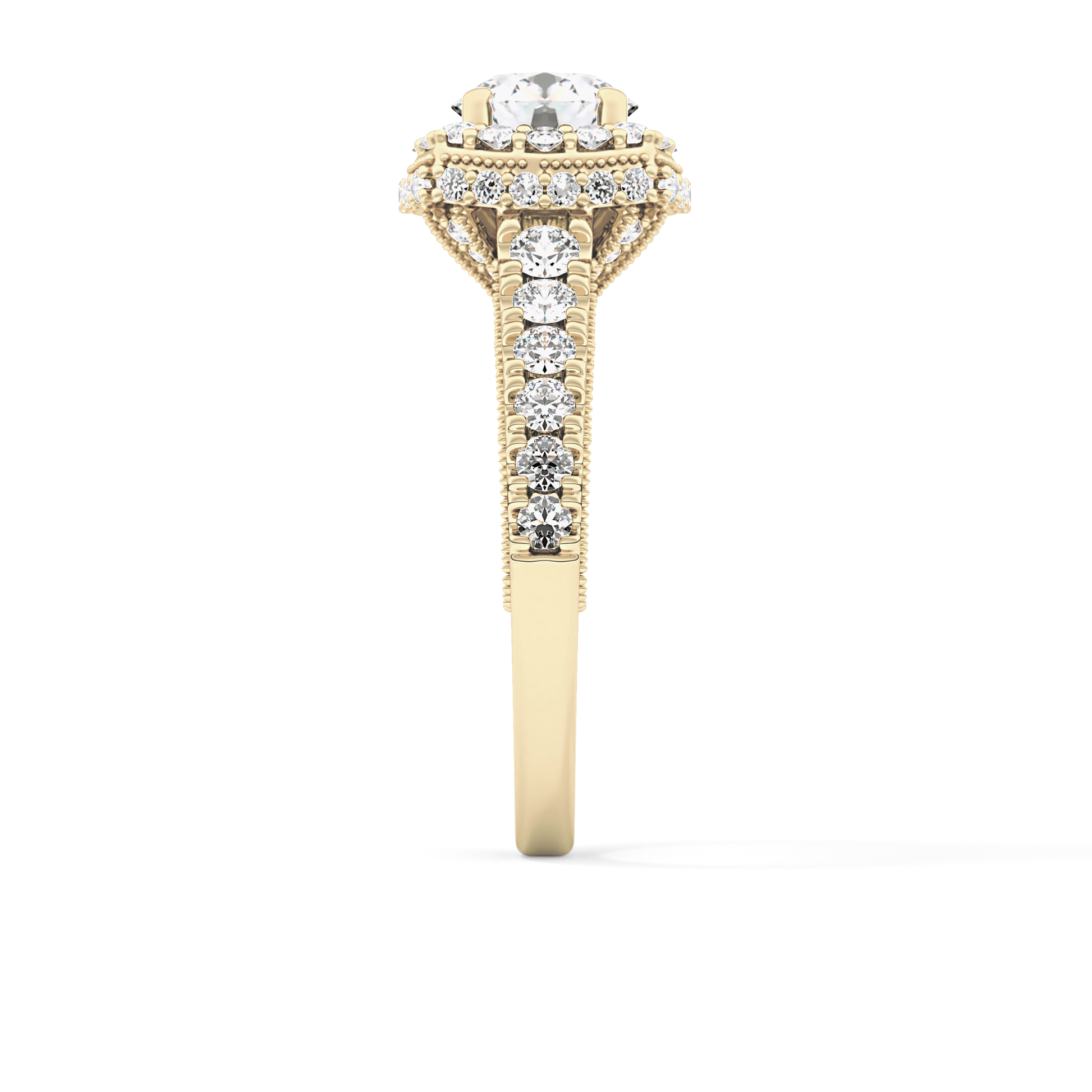 Round Halo & Pave Lab Grown Diamond Engagement Ring