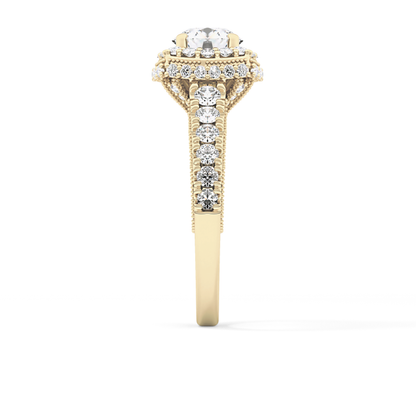 Round Halo & Pave Lab Grown Diamond Engagement Ring
