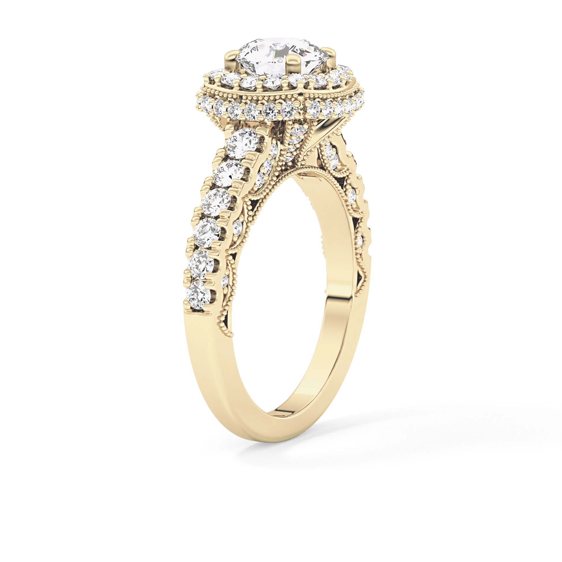 Round Halo & Pave Lab Grown Diamond Engagement Ring