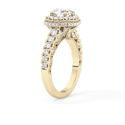 Round Halo & Pave Lab Grown Diamond Engagement Ring