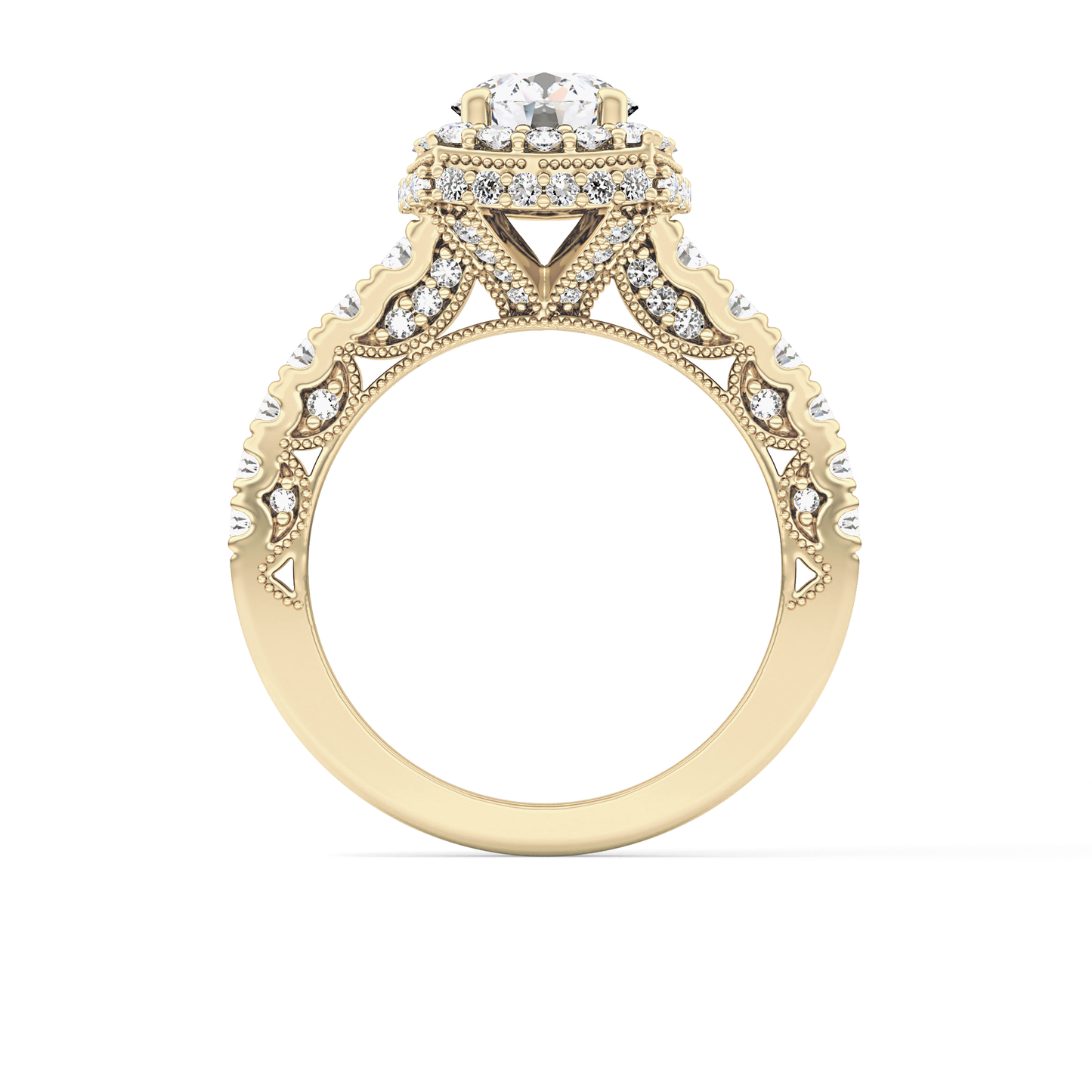 Round Halo & Pave Lab Grown Diamond Engagement Ring