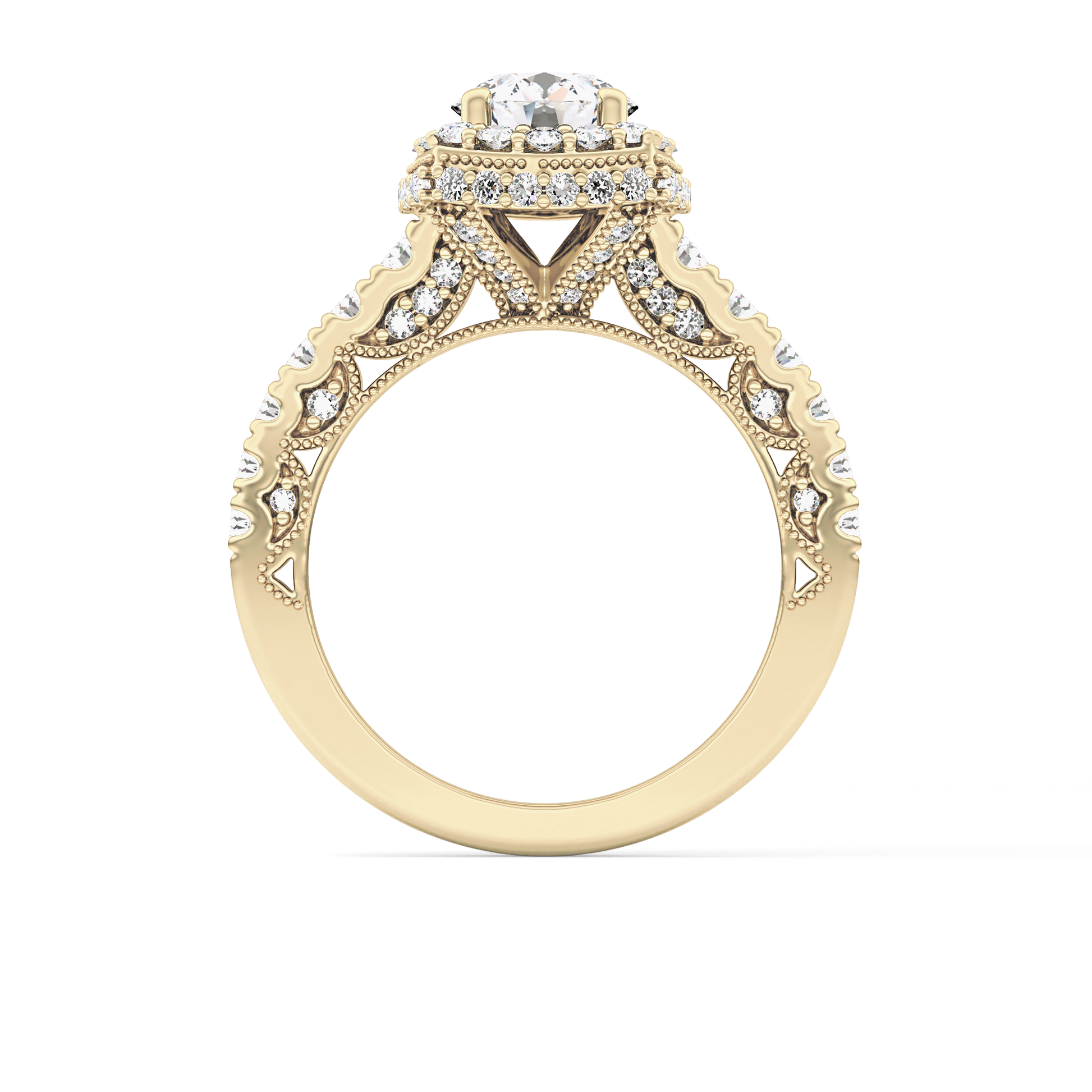 Round Halo & Pave Lab Grown Diamond Engagement Ring