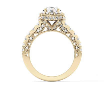 Round Halo & Pave Lab Grown Diamond Engagement Ring