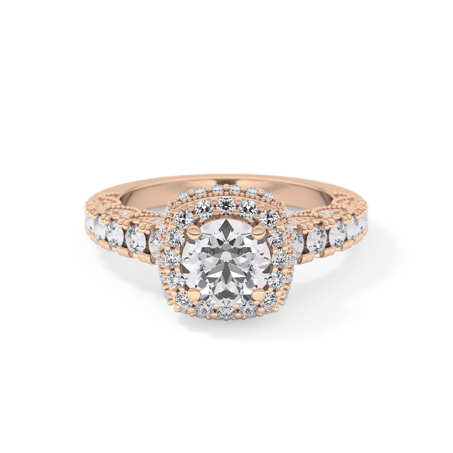 Round Halo & Pave Lab Grown Diamond Engagement Ring