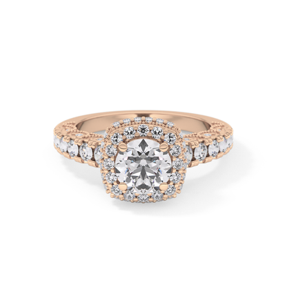 Round Halo & Pave Lab Grown Diamond Engagement Ring