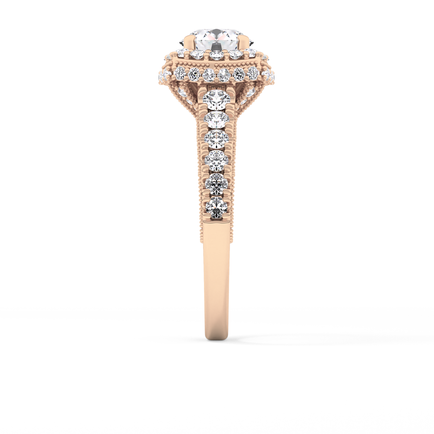 Round Halo & Pave Lab Grown Diamond Engagement Ring