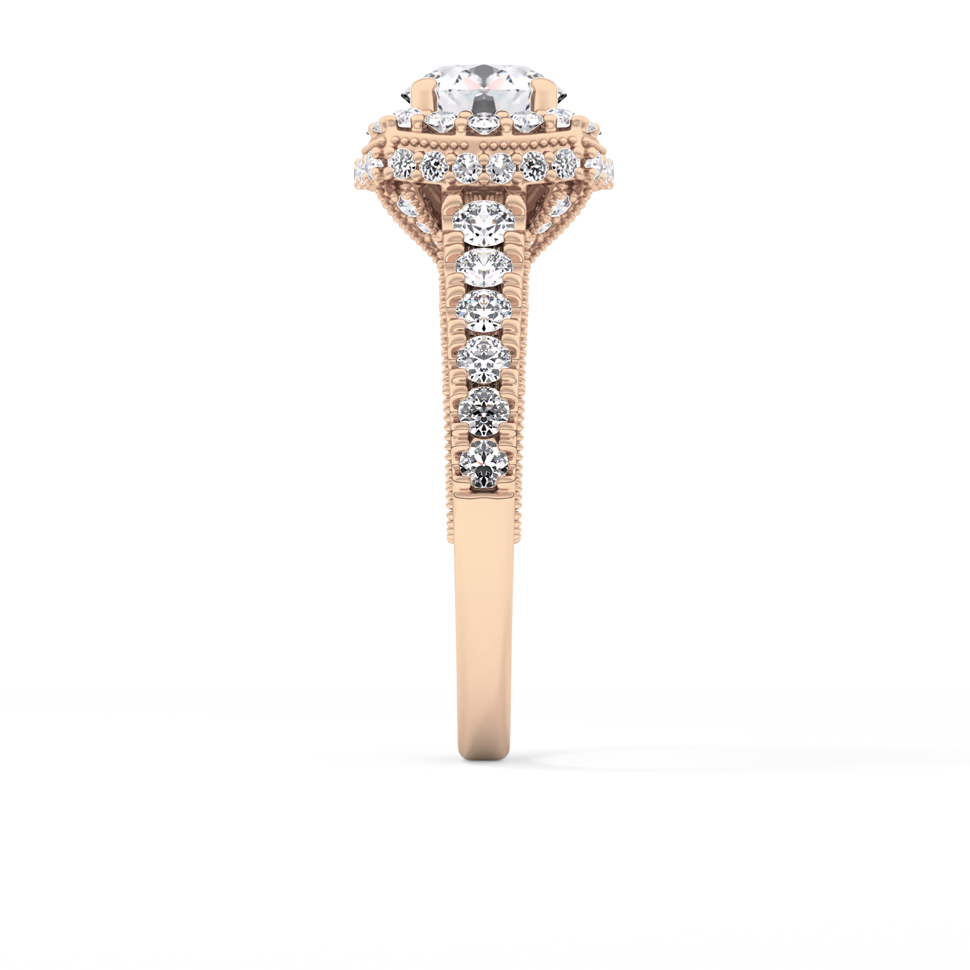 Round Halo & Pave Lab Grown Diamond Engagement Ring
