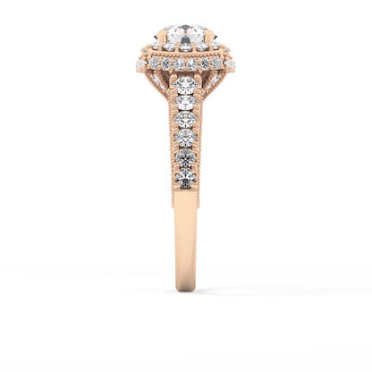 Round Halo & Pave Lab Grown Diamond Engagement Ring