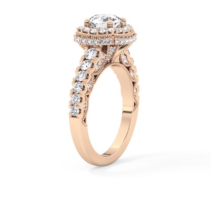 Round Halo & Pave Lab Grown Diamond Engagement Ring