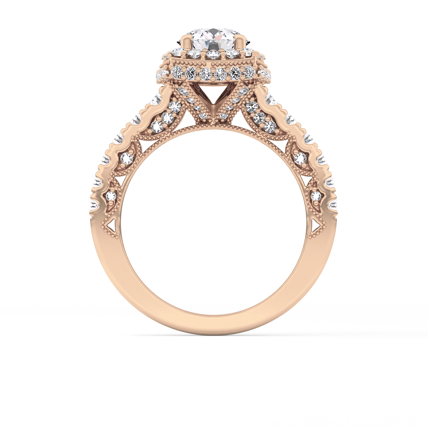 Round Halo & Pave Lab Grown Diamond Engagement Ring
