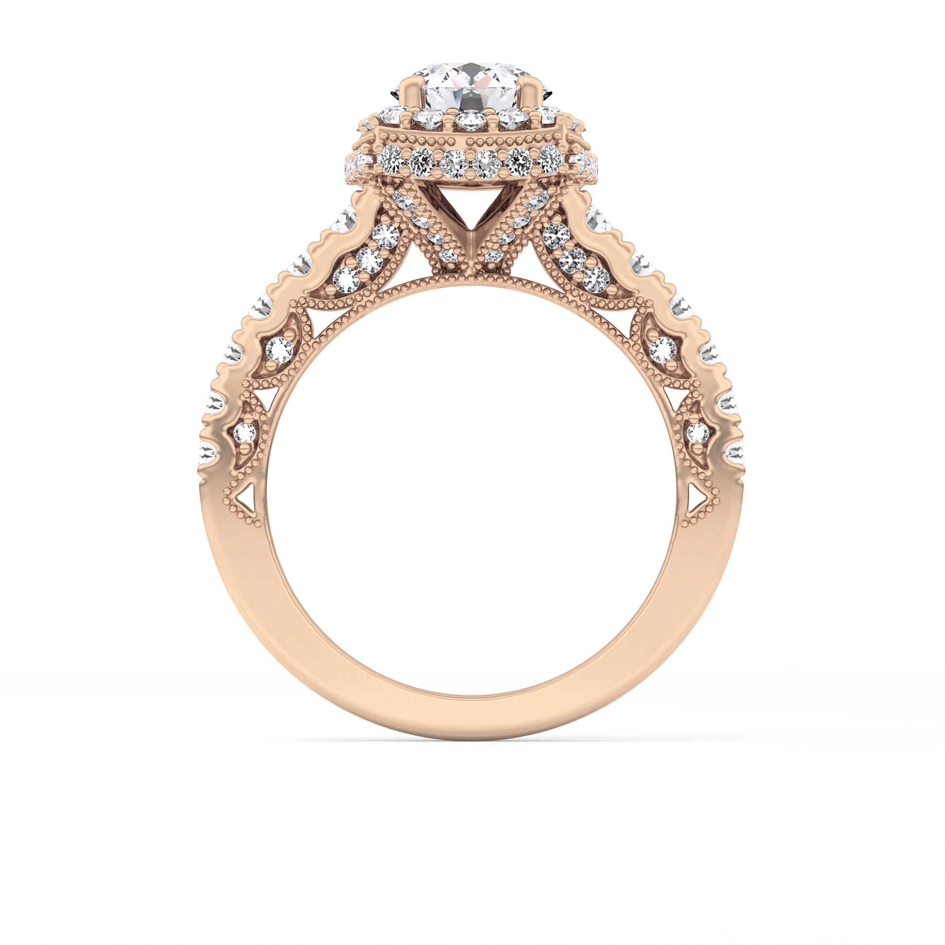 Round Halo & Pave Lab Grown Diamond Engagement Ring