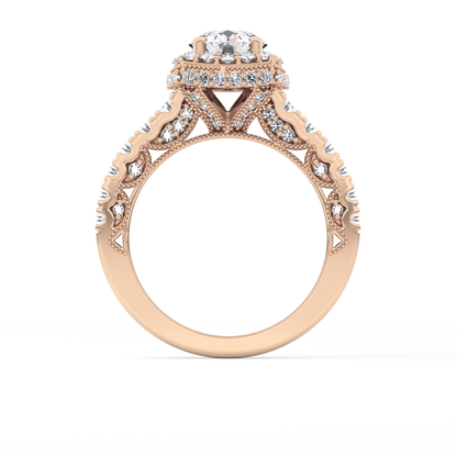 Round Halo & Pave Lab Grown Diamond Engagement Ring