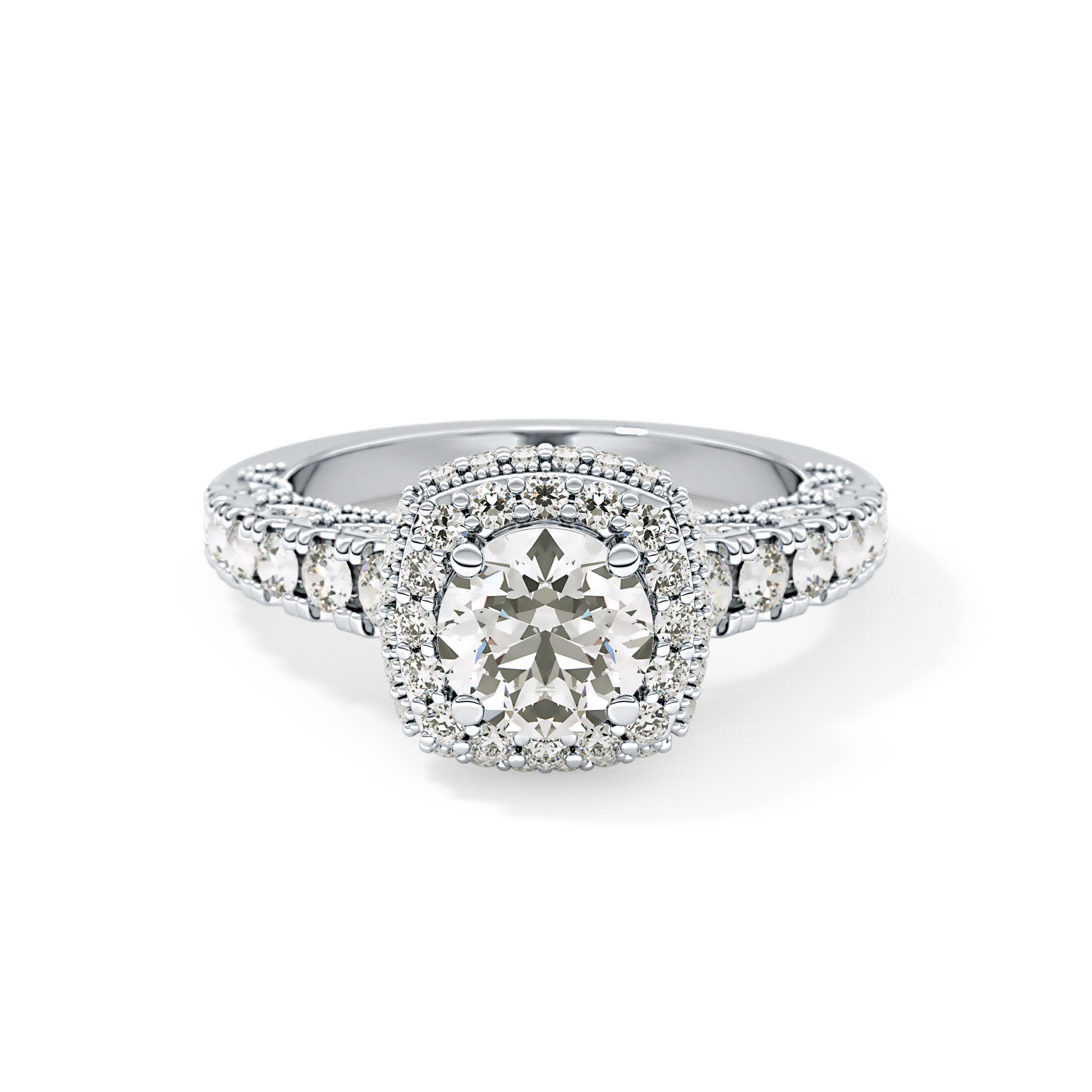 Round Halo & Pave Lab Grown Diamond Engagement Ring
