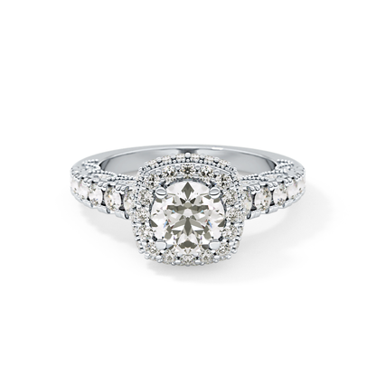 Round Halo & Pave Lab Grown Diamond Engagement Ring