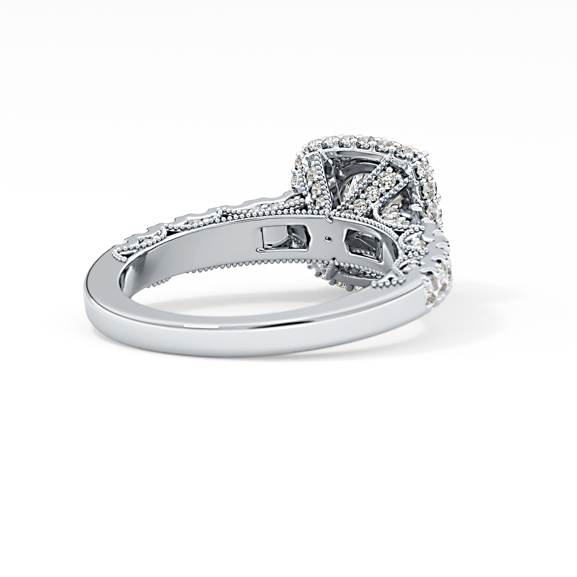 Round Halo & Pave Lab Grown Diamond Engagement Ring