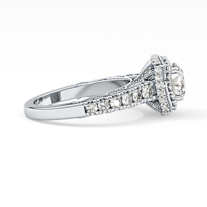 Round Halo & Pave Lab Grown Diamond Engagement Ring