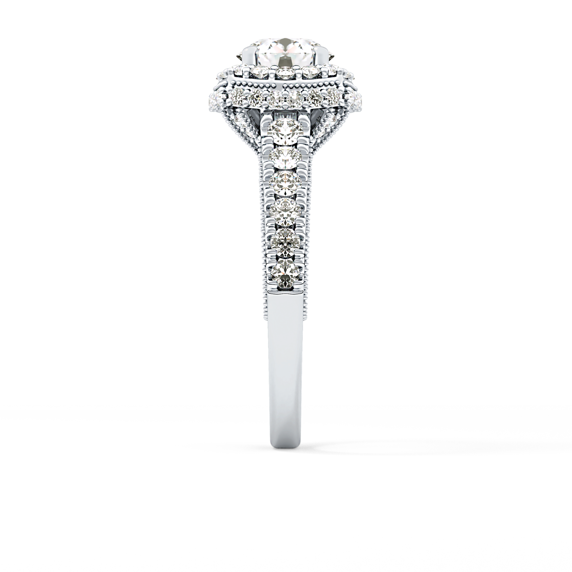 Round Halo & Pave Lab Grown Diamond Engagement Ring