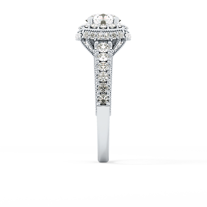 Round Halo & Pave Lab Grown Diamond Engagement Ring