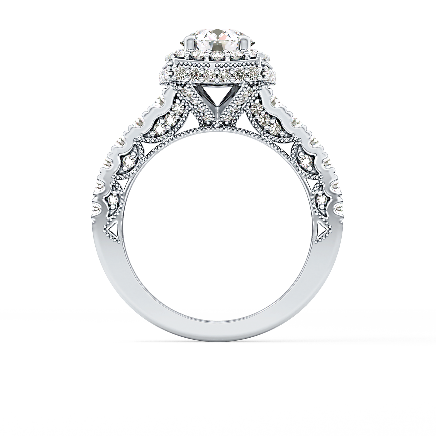 Round Halo & Pave Lab Grown Diamond Engagement Ring