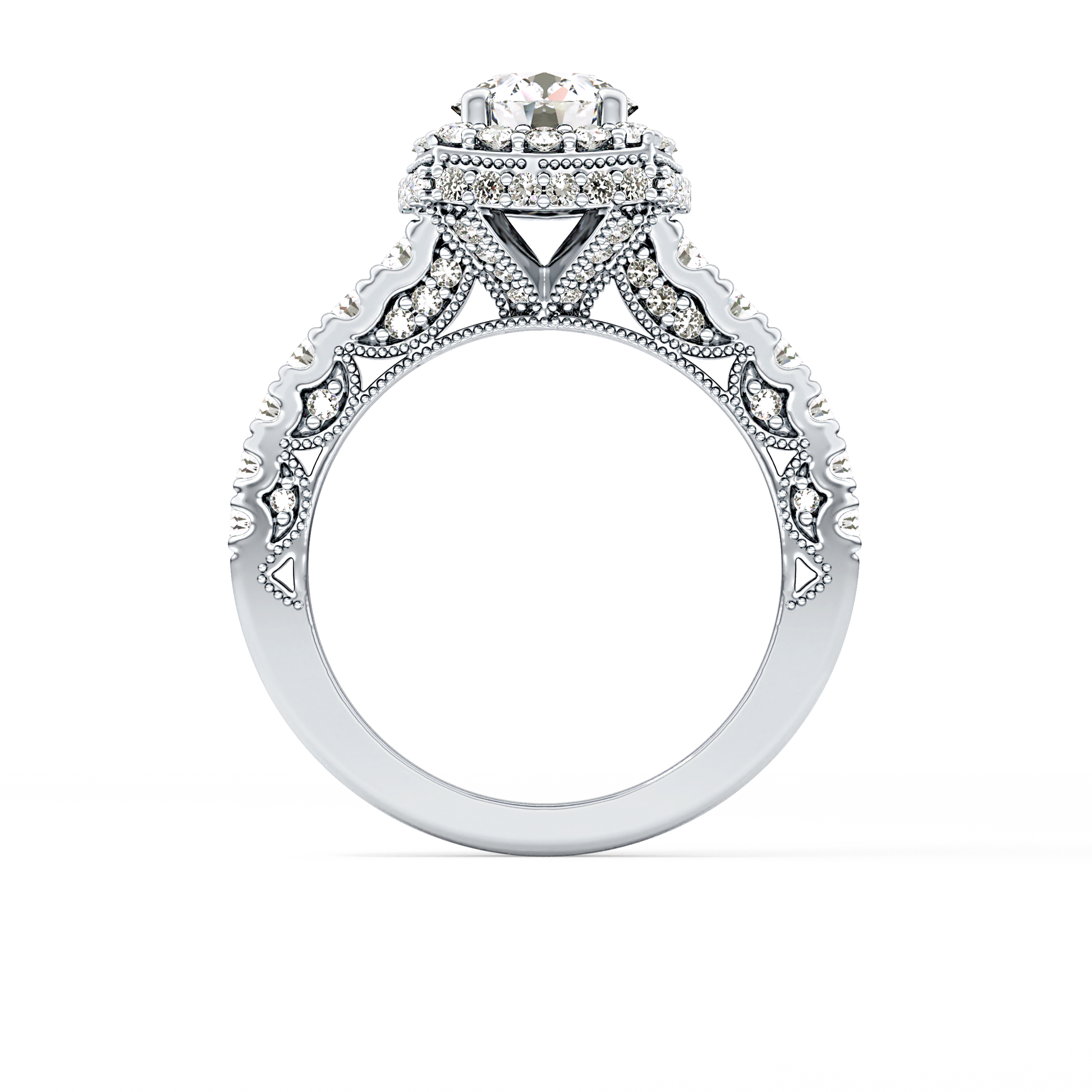 Round Halo & Pave Lab Grown Diamond Engagement Ring