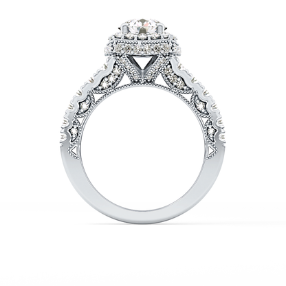 Round Halo & Pave Lab Grown Diamond Engagement Ring