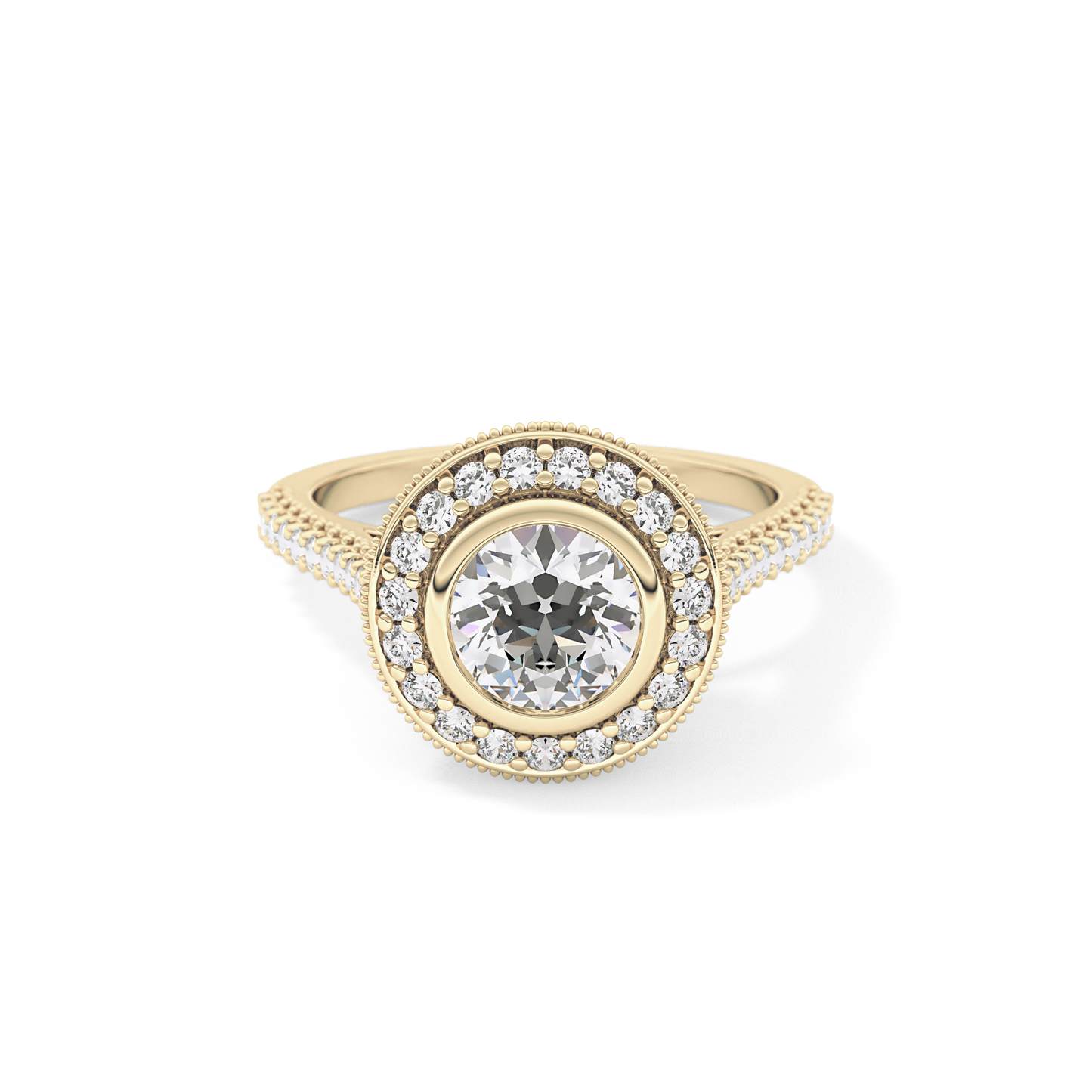 Round Halo & Pave Lab Grown Diamond Engagement Ring