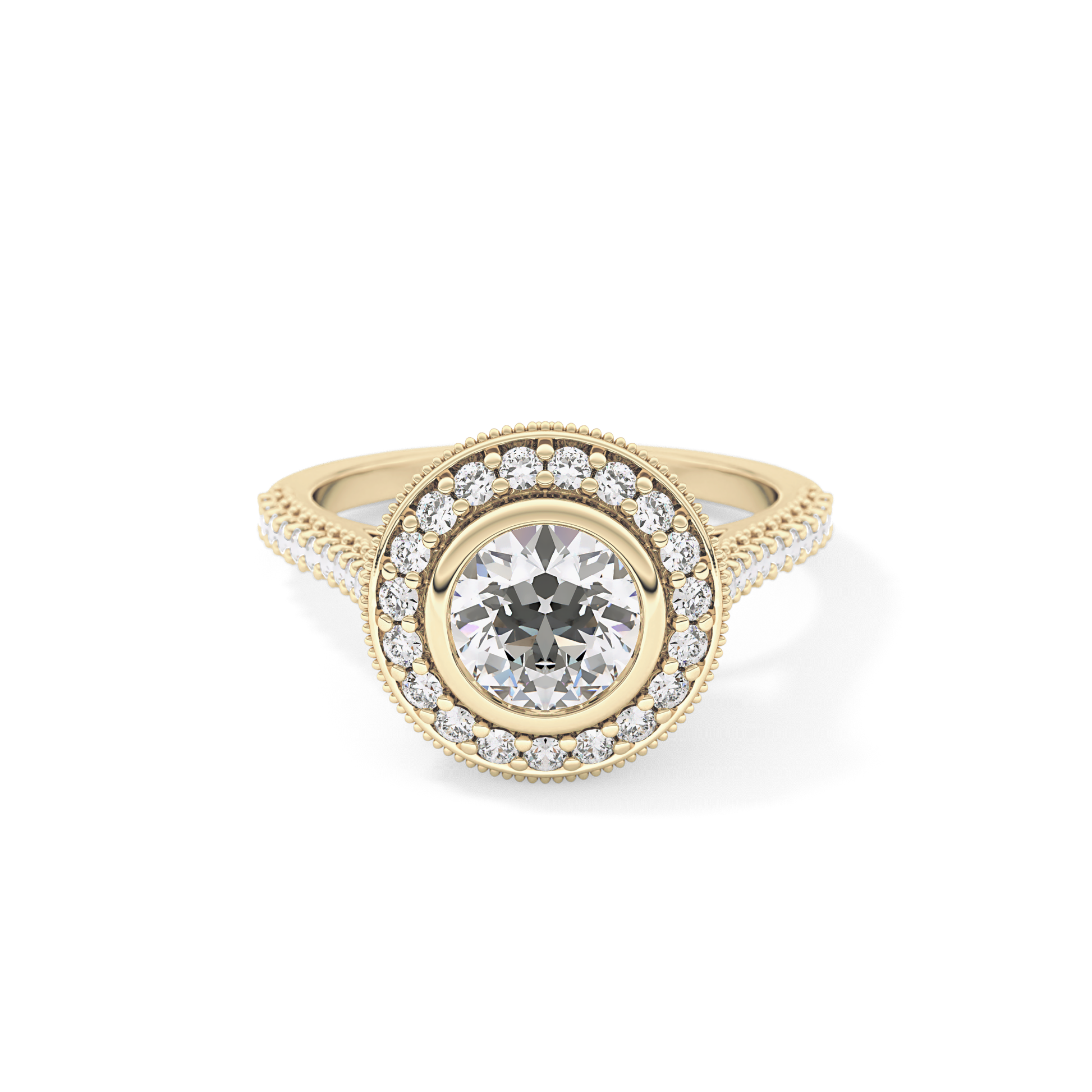 Round Halo & Pave Lab Grown Diamond Engagement Ring
