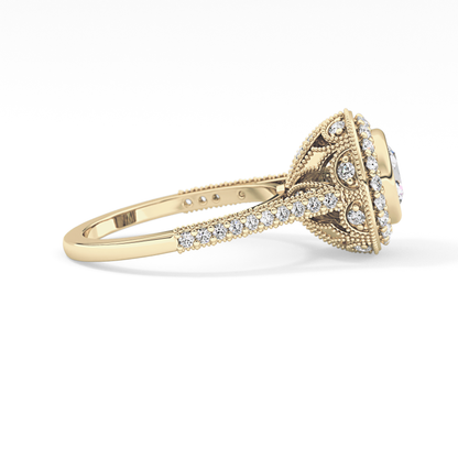 Round Halo & Pave Lab Grown Diamond Engagement Ring
