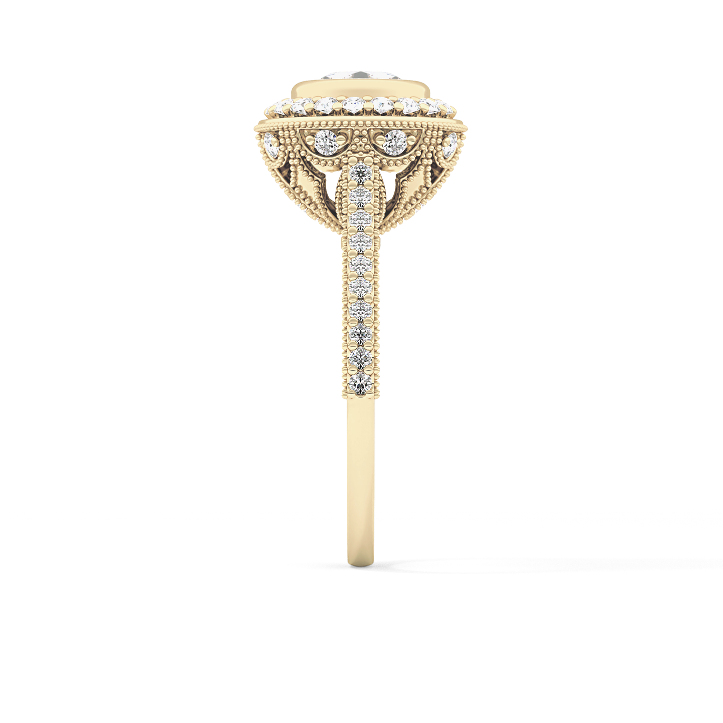 Round Halo & Pave Lab Grown Diamond Engagement Ring