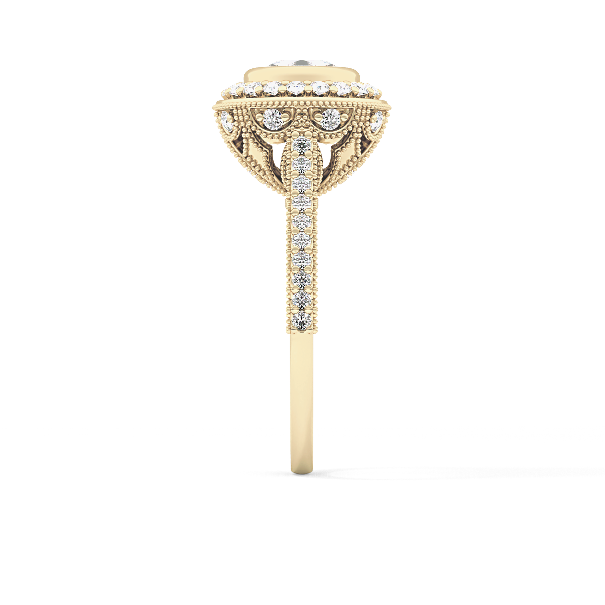 Round Halo & Pave Lab Grown Diamond Engagement Ring